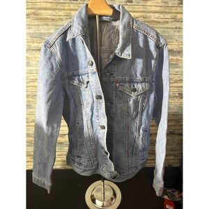 Levi's Trucker Jacket Medium Light Wash Excellent Use Your Voice Pride LGBTQ